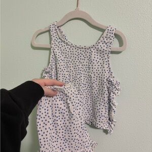 Zara-White Tank & Shorts Set with Blue Floral Dots